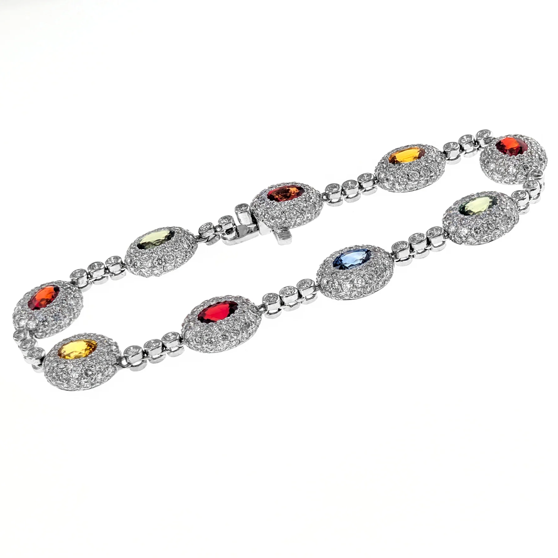 18K White Gold Diamond & Multi-Color Sapphire Bracelet - Image 2