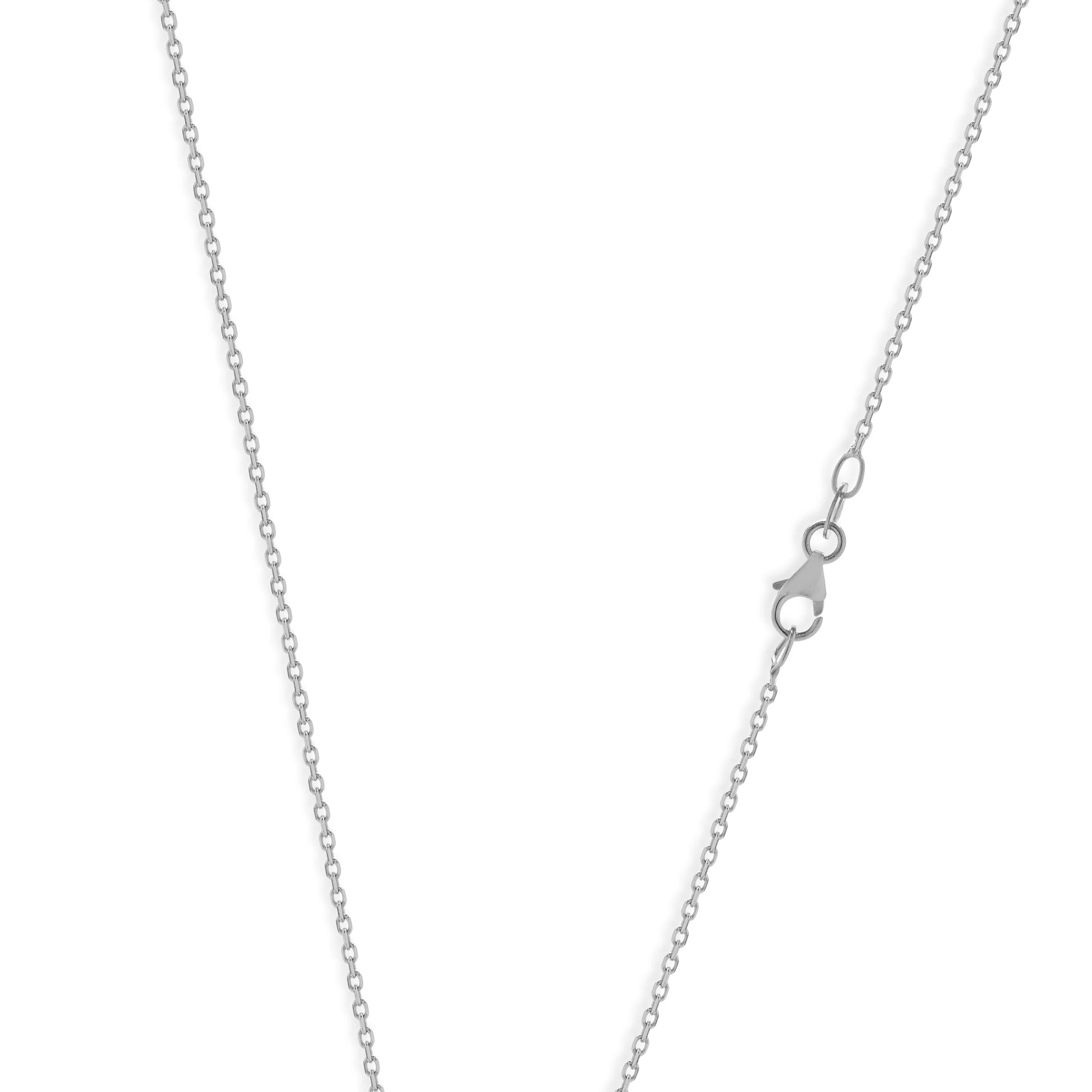 18k White Gold Diamond, White Sapphire, and Tanzanite Art Deco Style Drop Necklace - Image 4