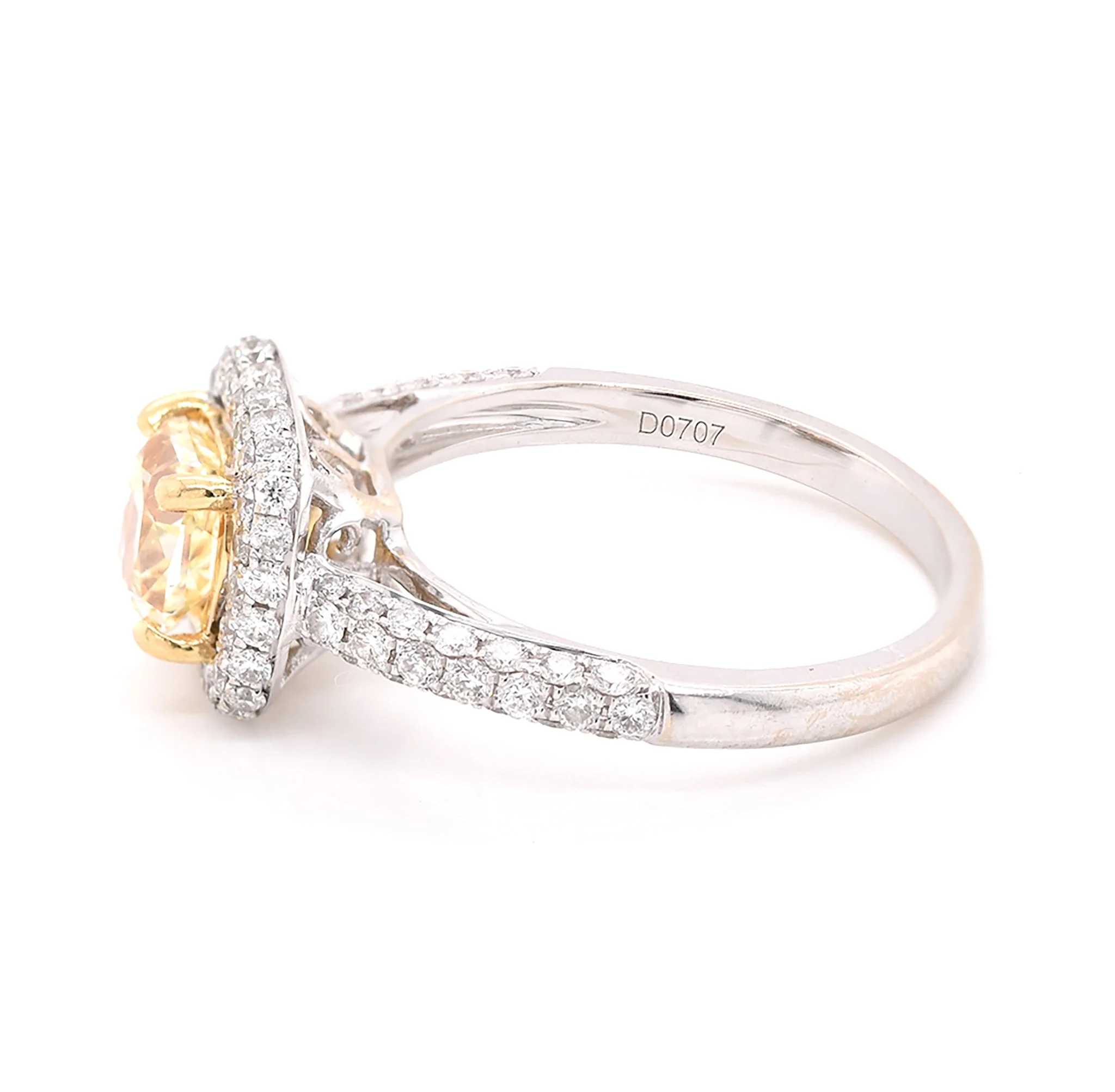 18k White Gold Fancy Yellow Diamond Engagement Ring - Image 3