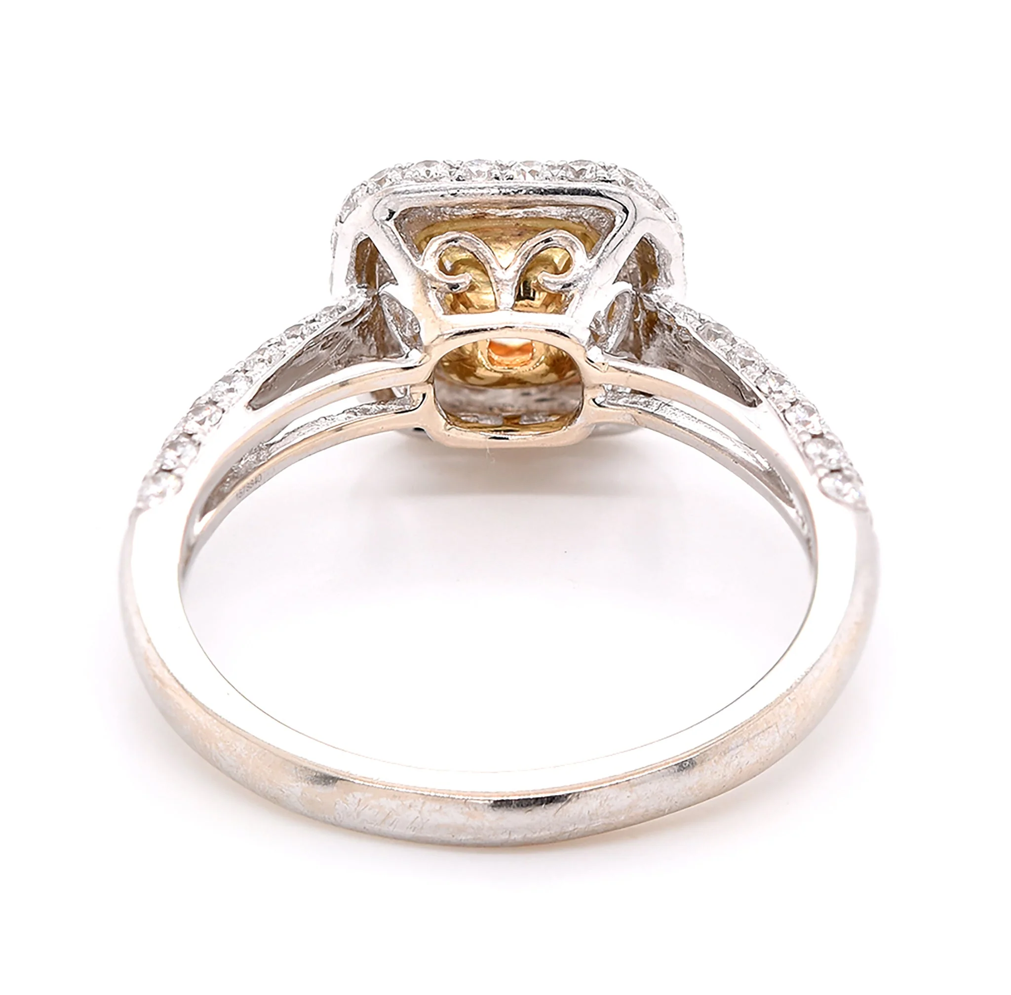 18k White Gold Fancy Yellow Diamond Engagement Ring - Image 4