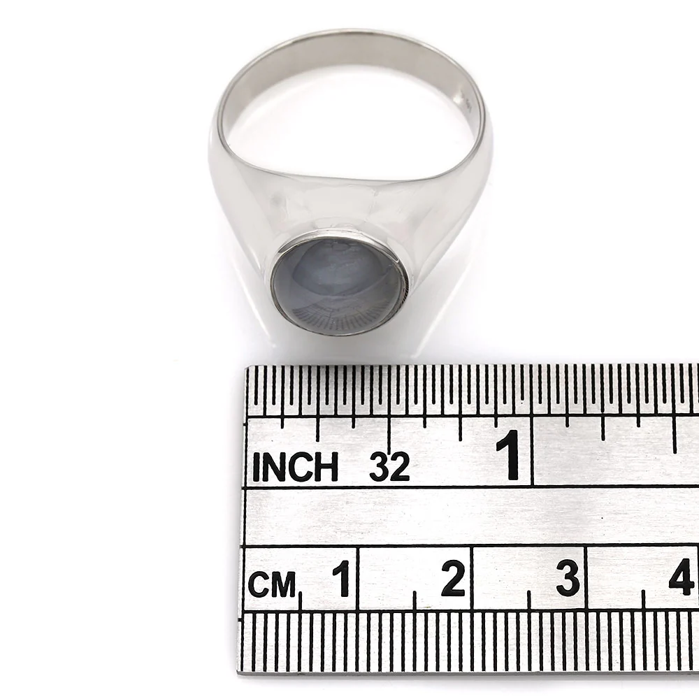 18K White Gold Gray Star Sapphire Gentleman's Ring - Image 4