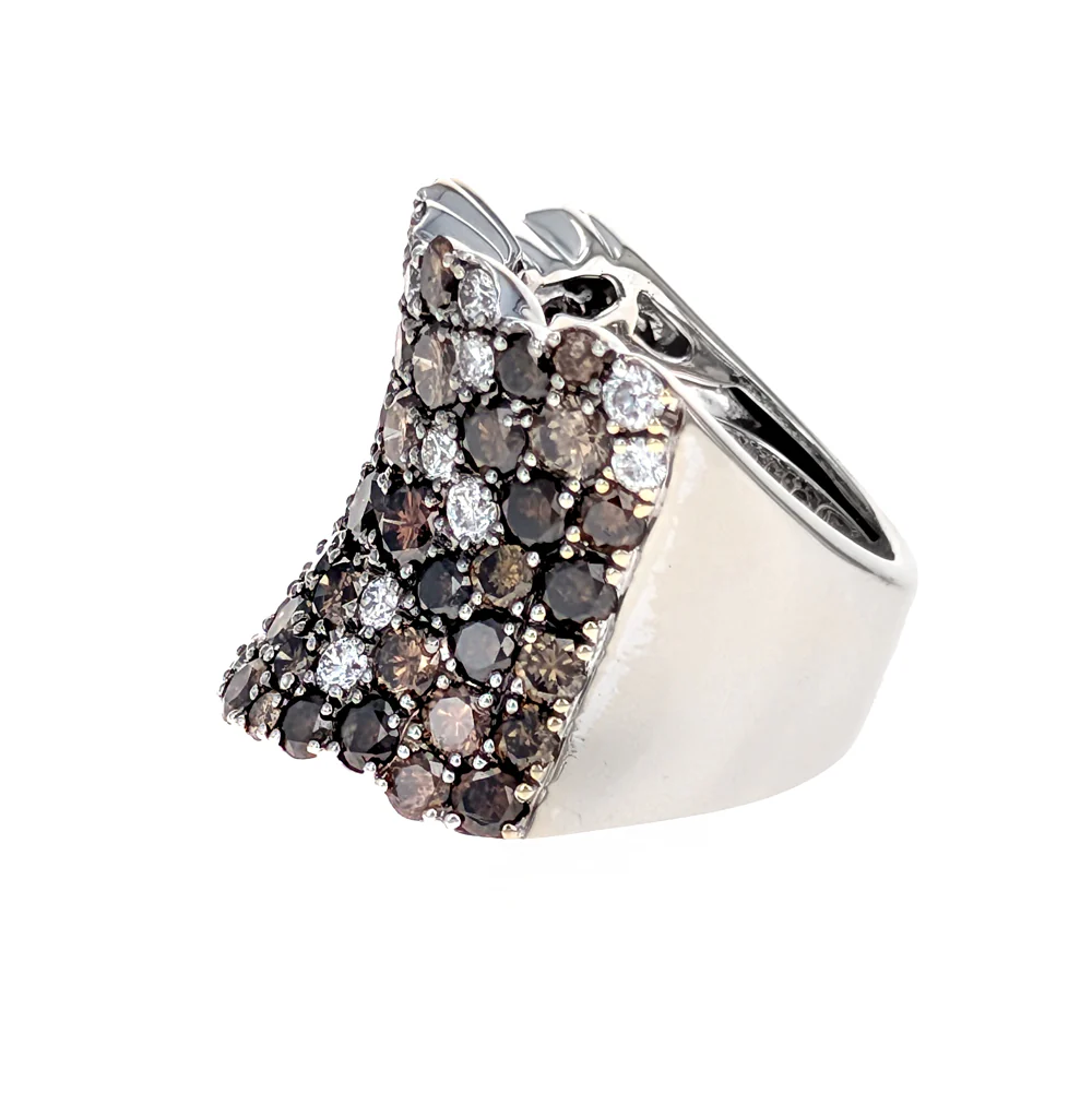 18K White Gold Multi Colored Diamond Ring - Image 3