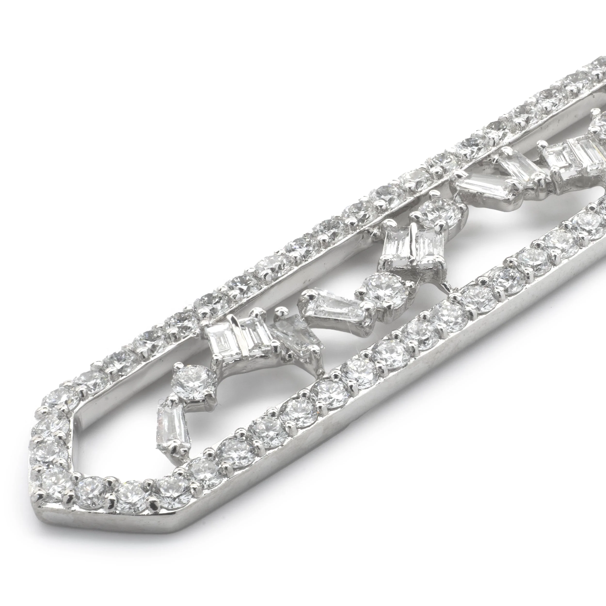 18K White Gold Multi-Shaped Geometric Drop Necklace - Image 4