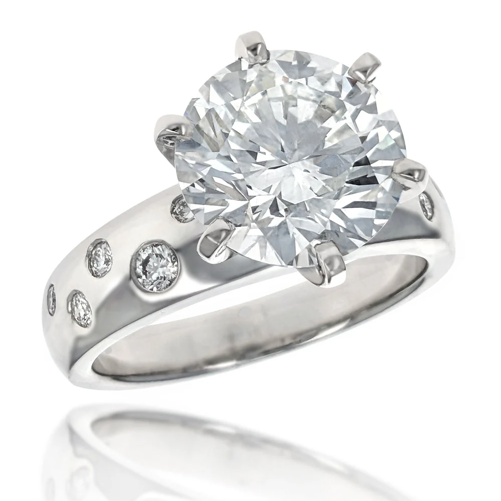 18K White Gold Sprinkled Diamond Engagement Ring