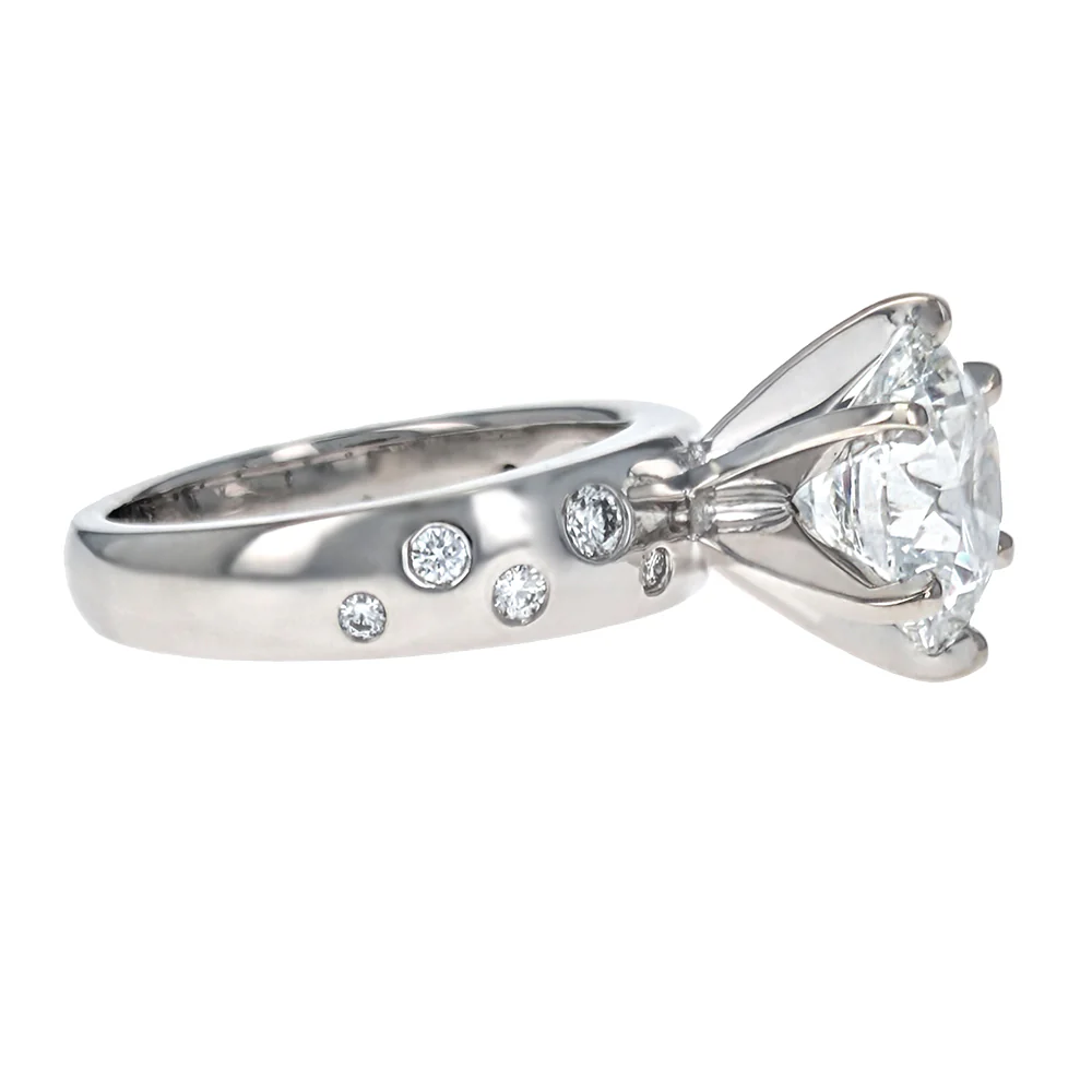 18K White Gold Sprinkled Diamond Engagement Ring - Image 4