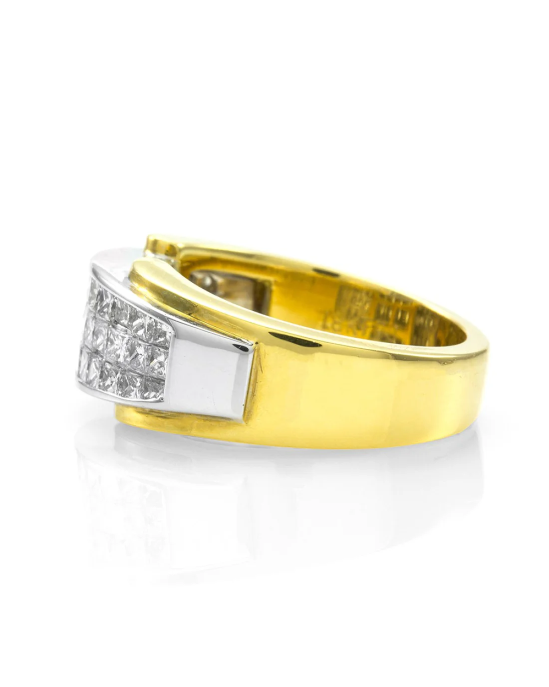 18K White & Yellow Gold Invisible Set Diamond Band - Image 3