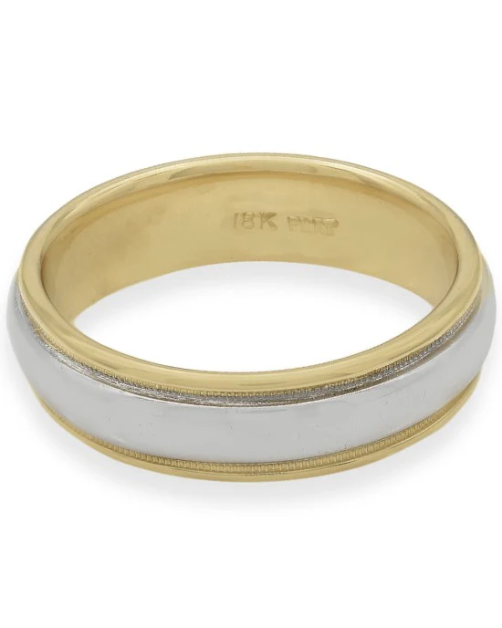 18K Yellow Gold and Platinum Wedding Band - Image 2