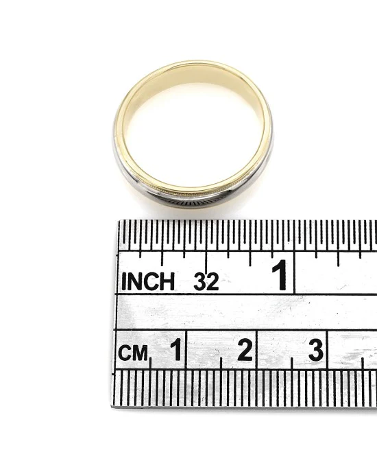 18K Yellow Gold and Platinum Wedding Band - Image 3