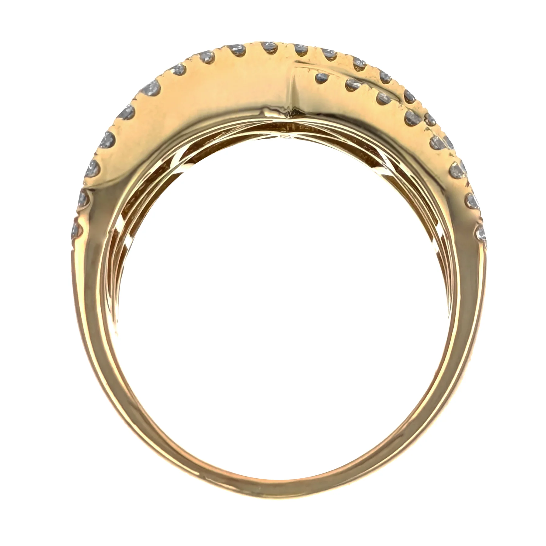 18K Yellow Gold Baguette & Round Brilliant Diamond Crossover Band Ring - Image 4