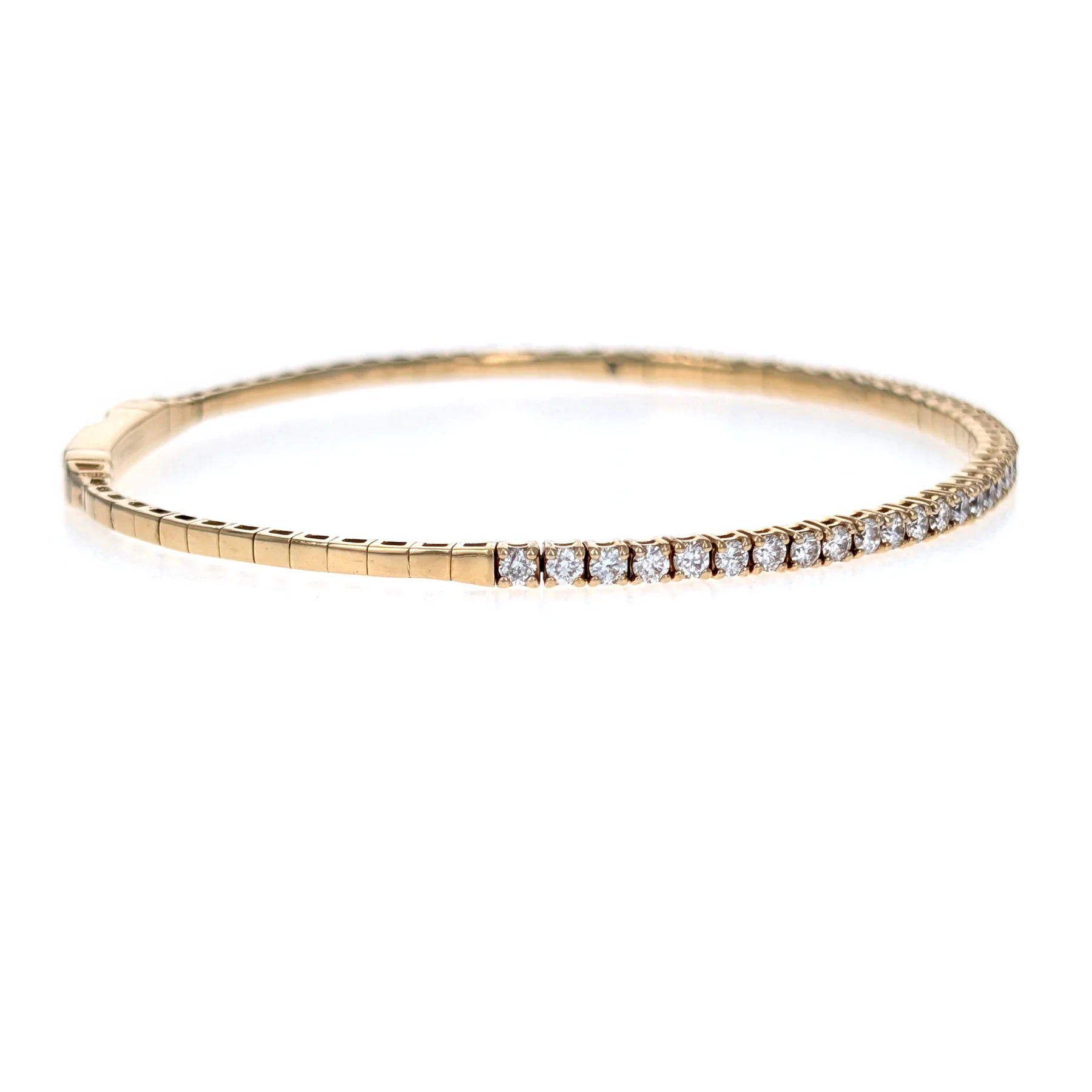 18K Yellow Gold Diamond Flex Bangle Bracelet - Image 2