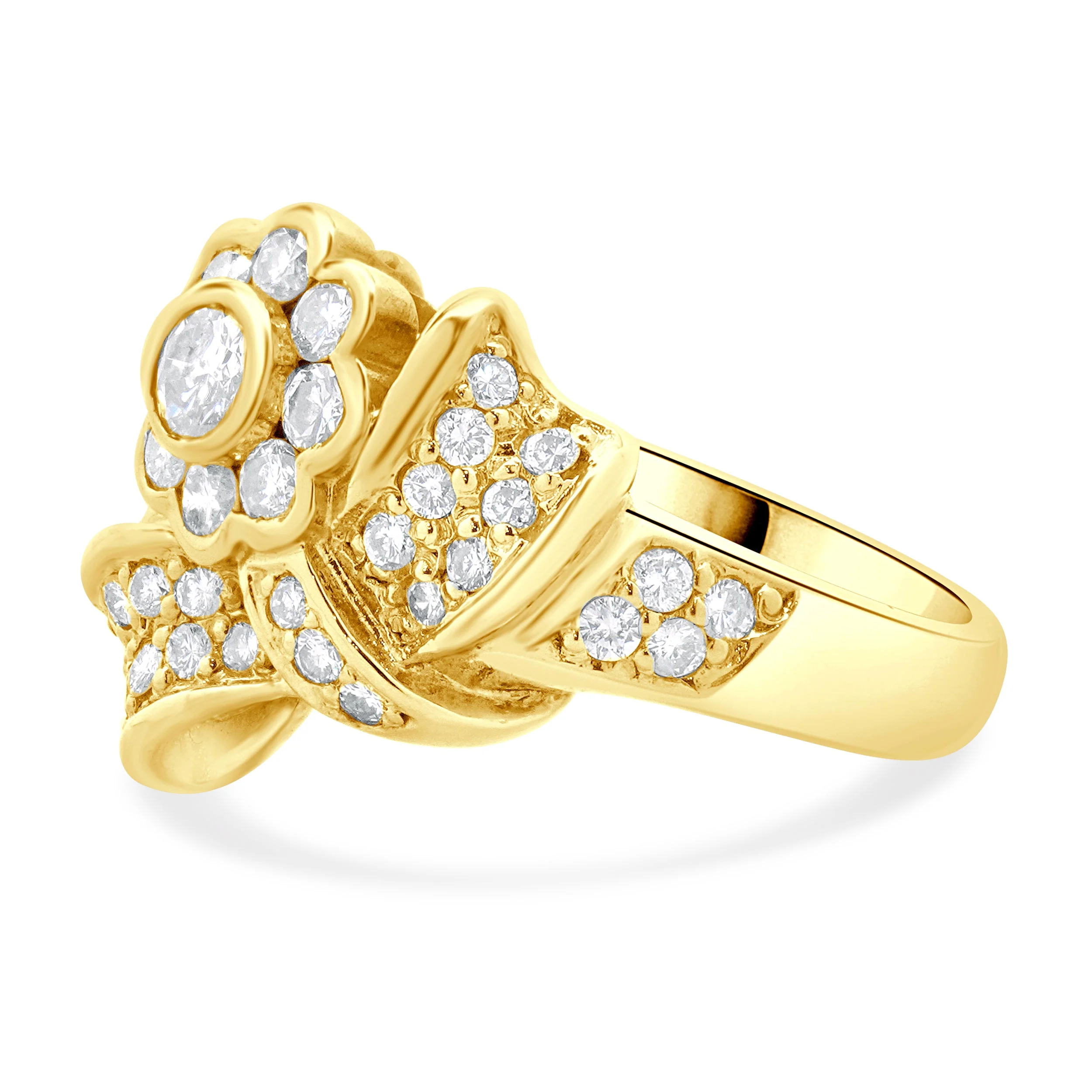 18k Yellow Gold Flower Bow Ring - Image 2