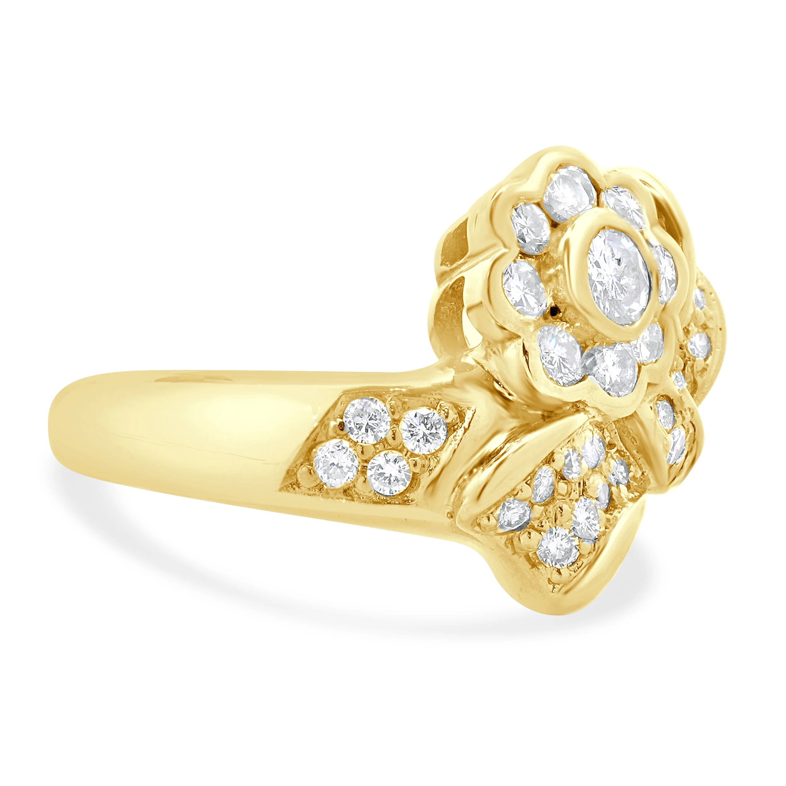18k Yellow Gold Flower Bow Ring - Image 3