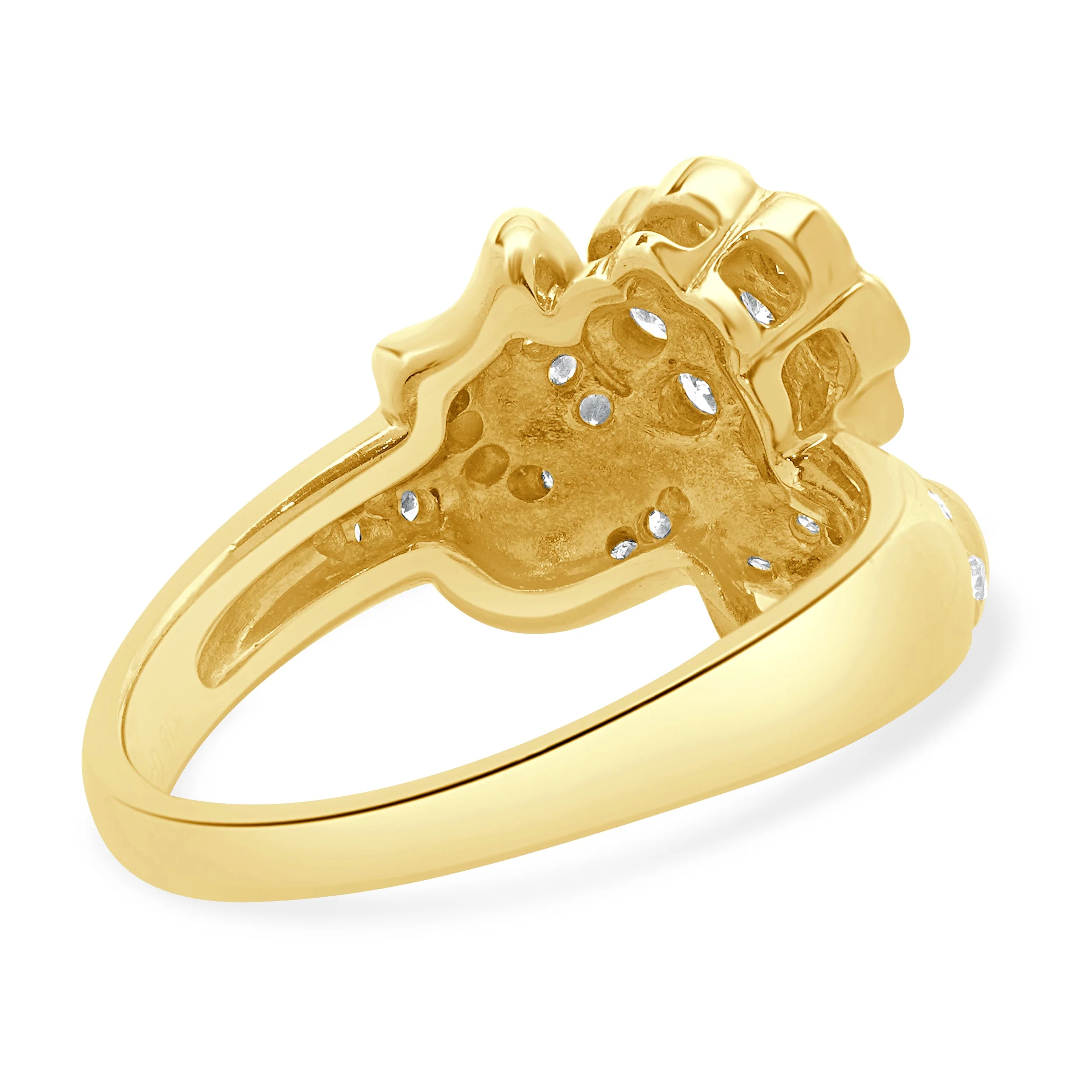 18k Yellow Gold Flower Bow Ring - Image 4