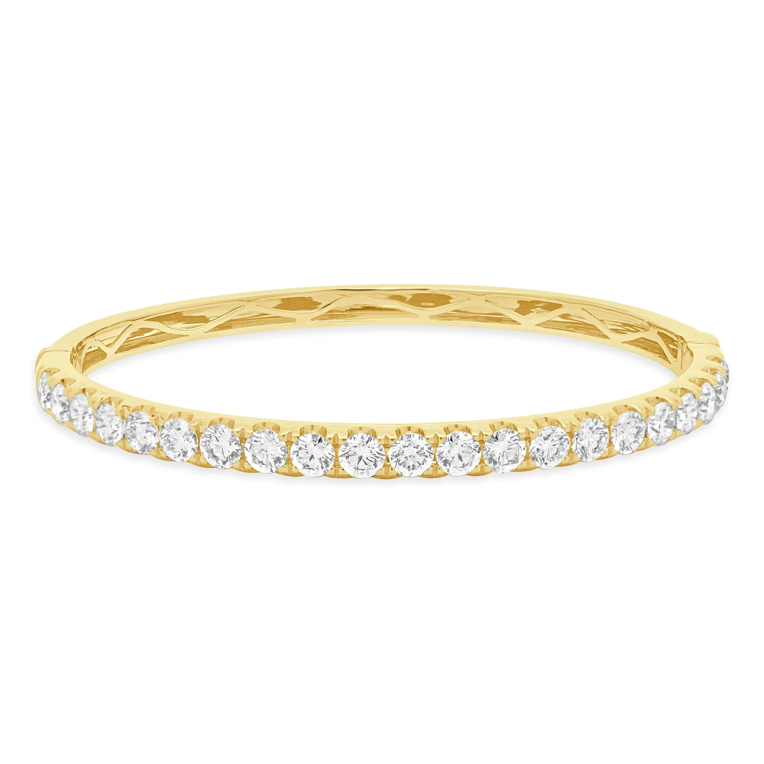 18 Karat Yellow Gold Round Brilliant Cut Diamond Bangle Bracelet