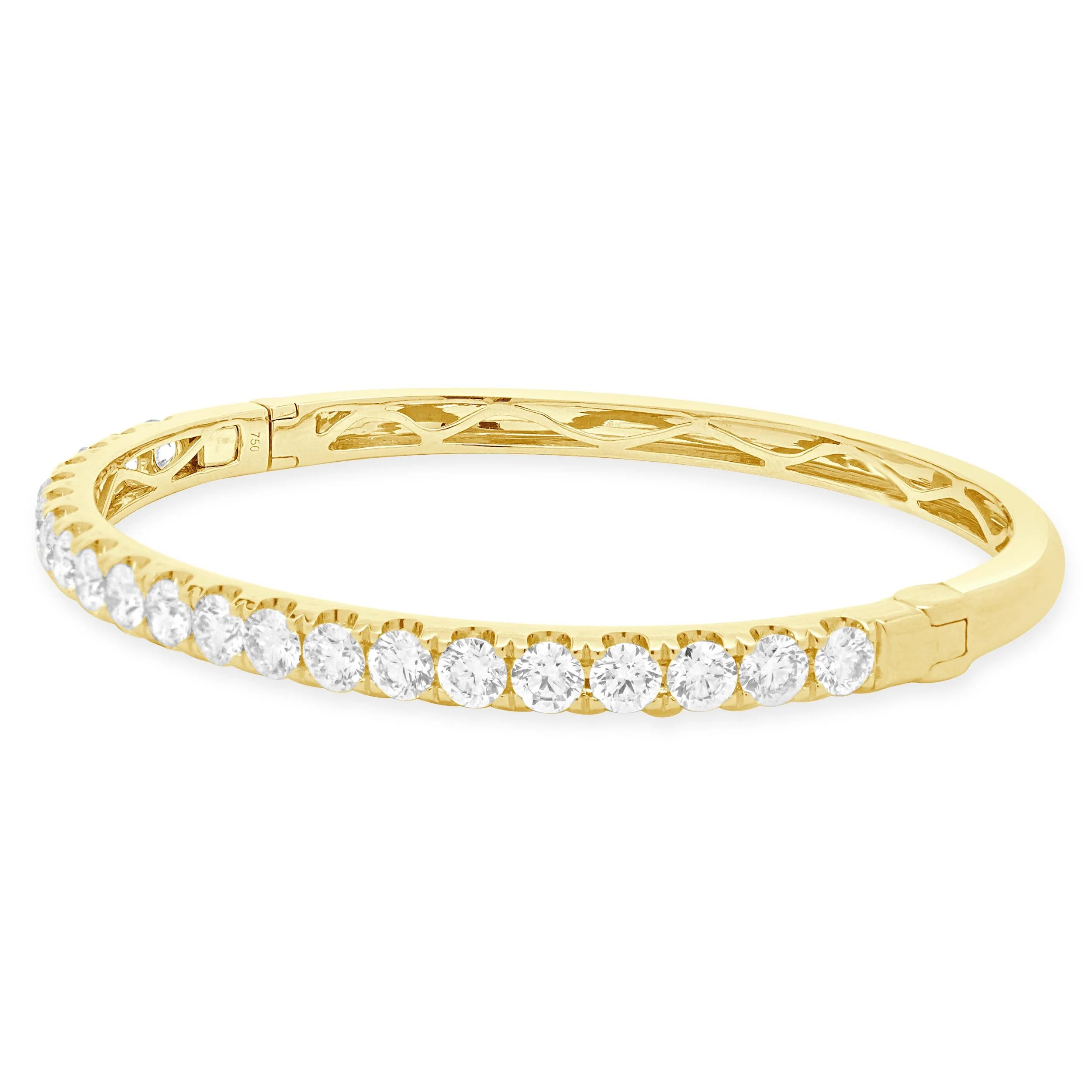 18 Karat Yellow Gold Round Brilliant Cut Diamond Bangle Bracelet - Image 2