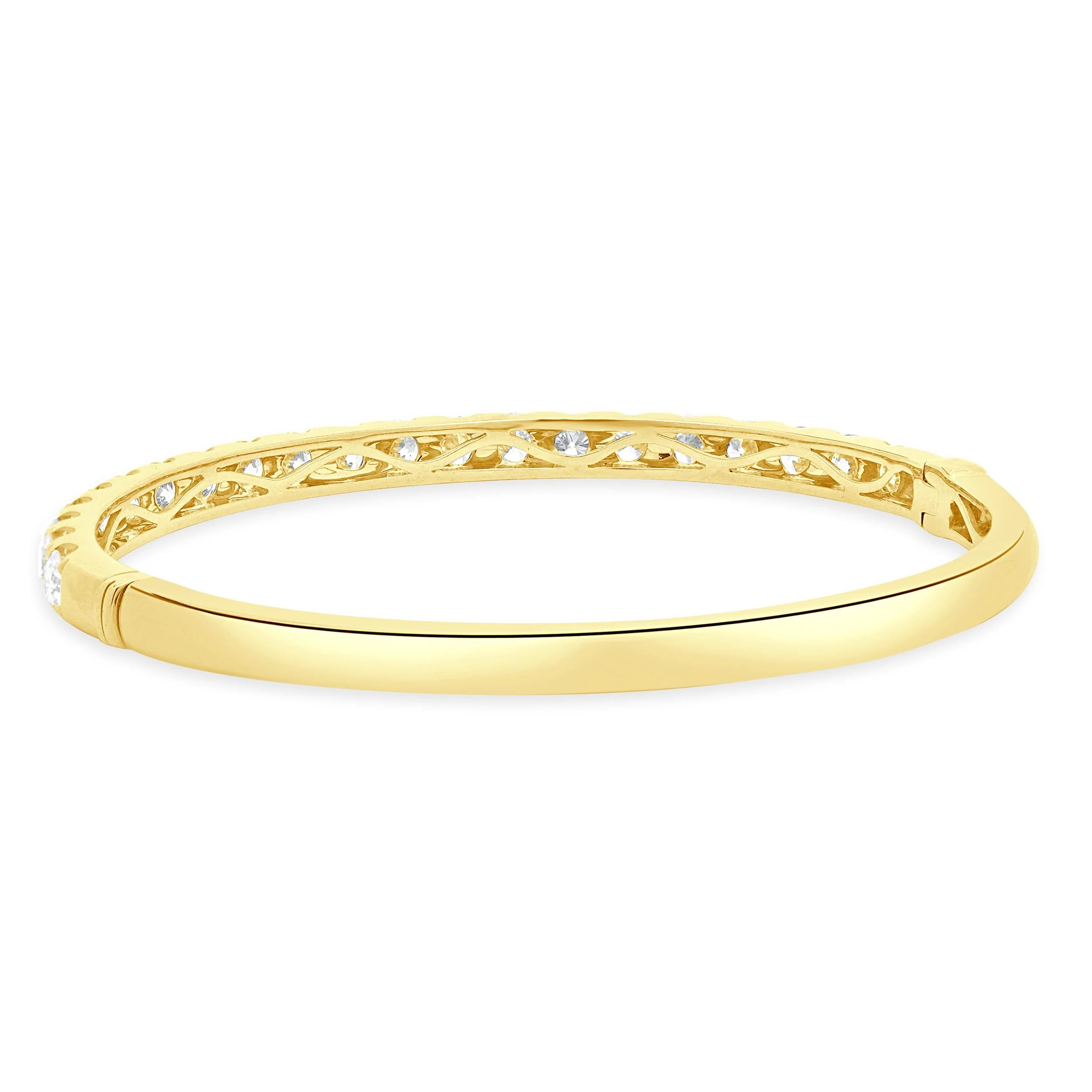 18 Karat Yellow Gold Round Brilliant Cut Diamond Bangle Bracelet - Image 3