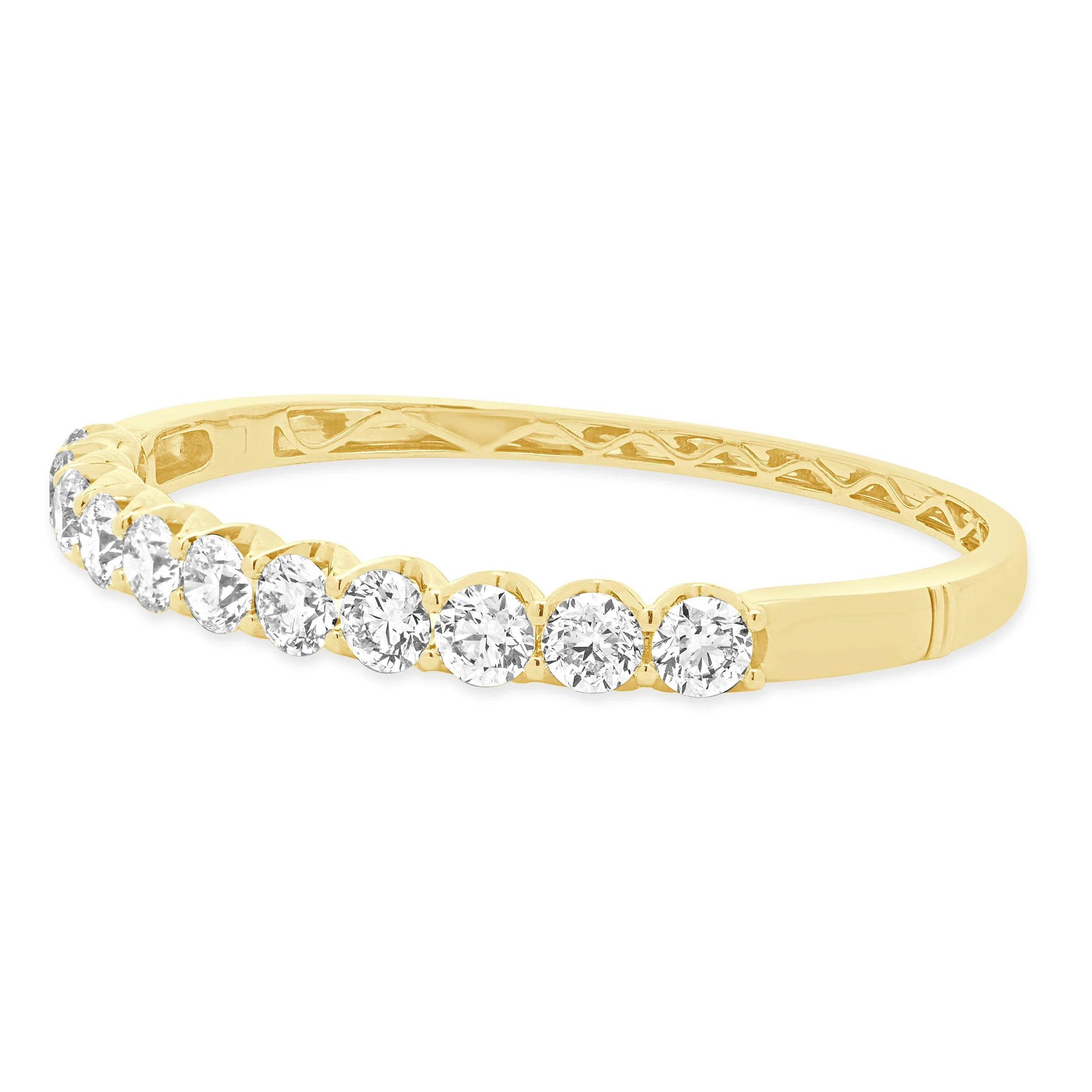 18 Karat Yellow Gold Round Brilliant Cut Diamond Bangle Bracelet - Image 2