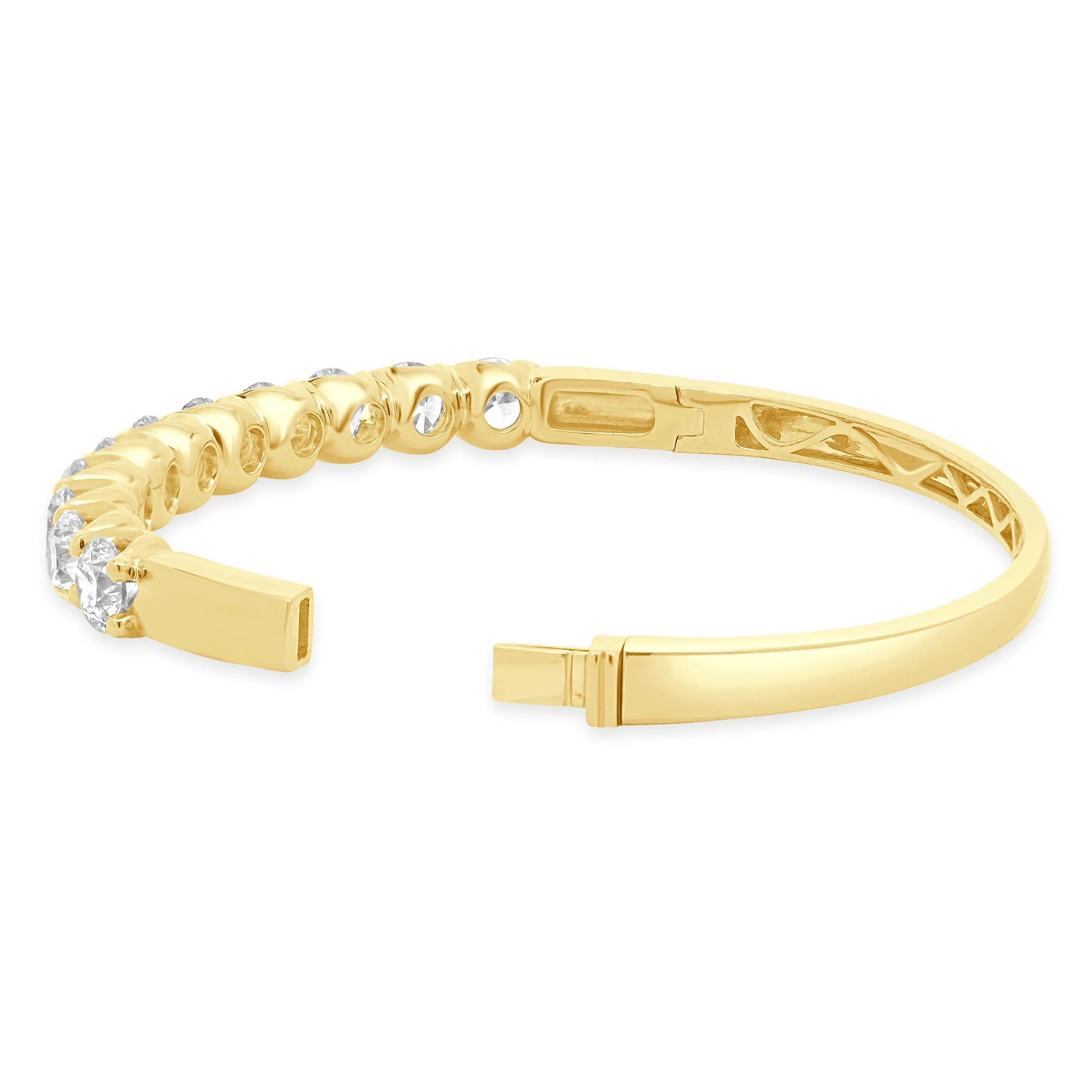 18 Karat Yellow Gold Round Brilliant Cut Diamond Bangle Bracelet - Image 4