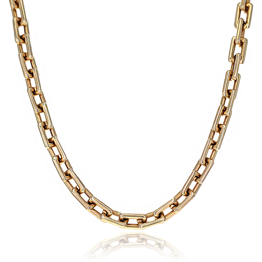 18K Yellow Gold Square Link Paperclip Necklace