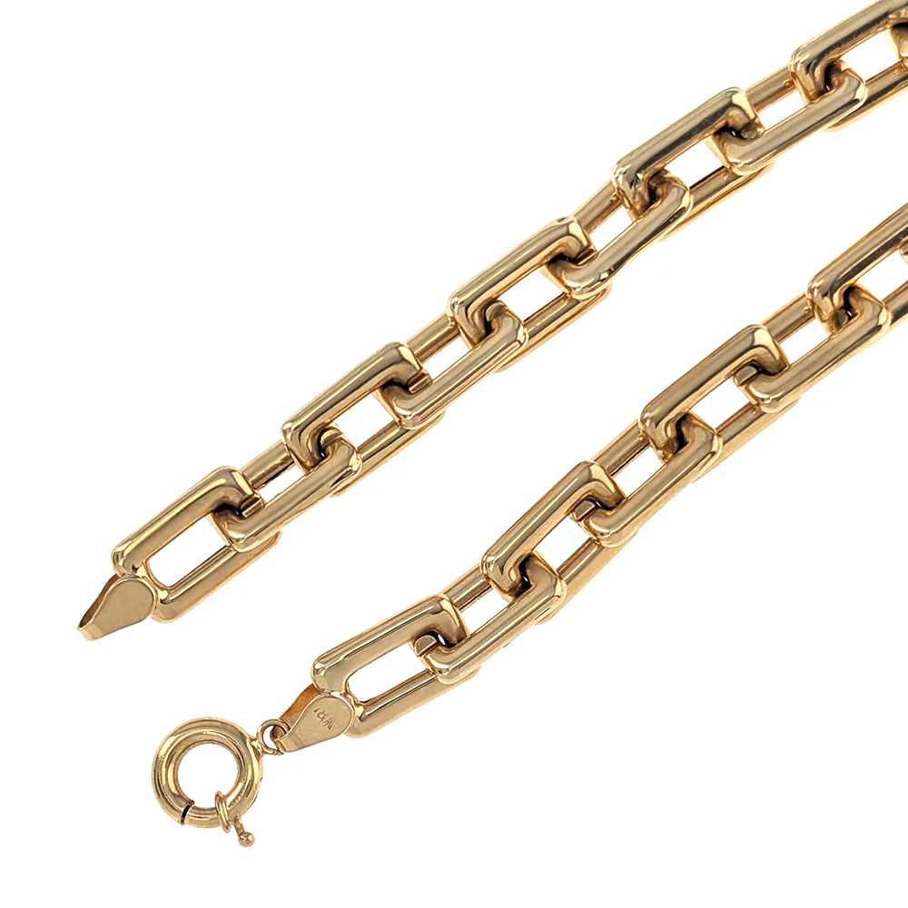 18K Yellow Gold Square Link Paperclip Necklace - Image 3