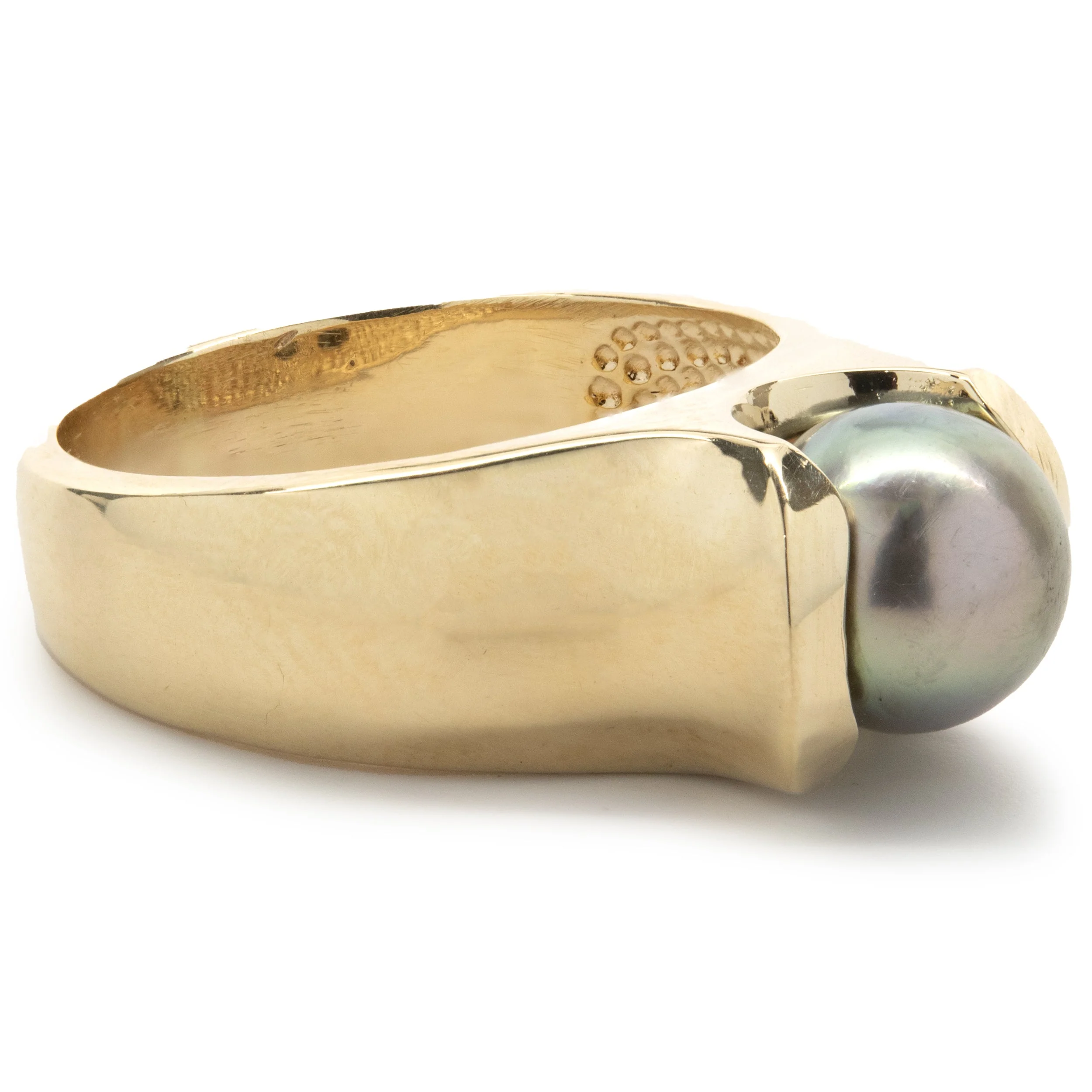 18k Yellow Gold Tahitian Pearl Ring - Image 2