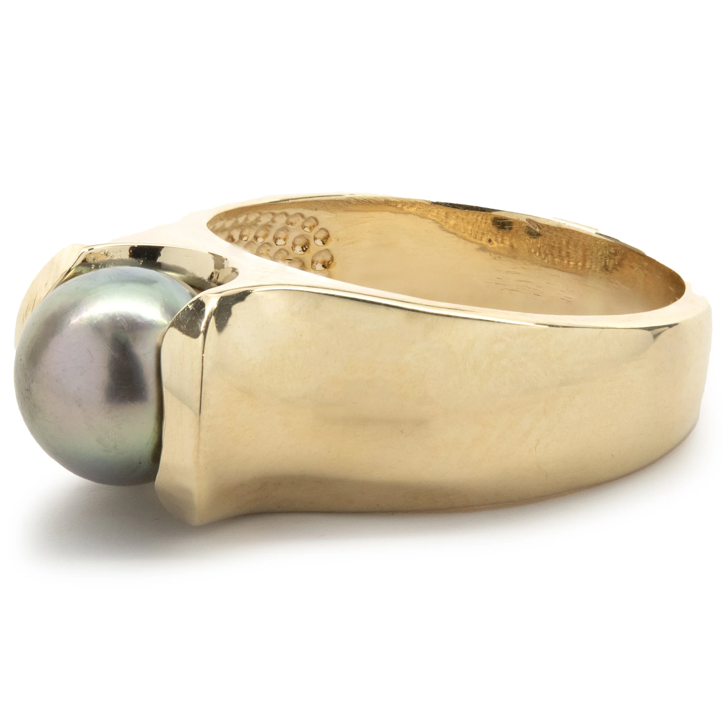 18k Yellow Gold Tahitian Pearl Ring - Image 3