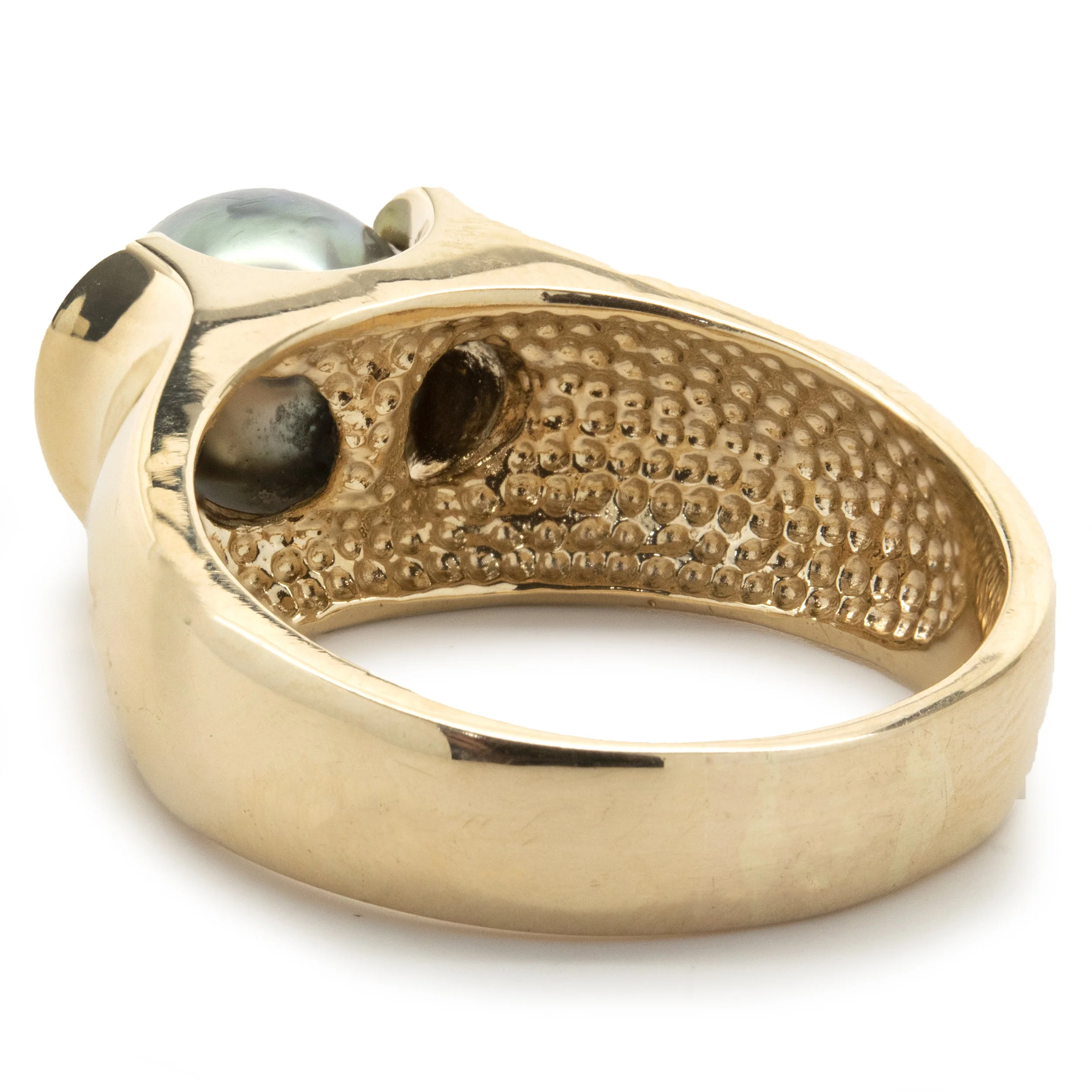 18k Yellow Gold Tahitian Pearl Ring - Image 4