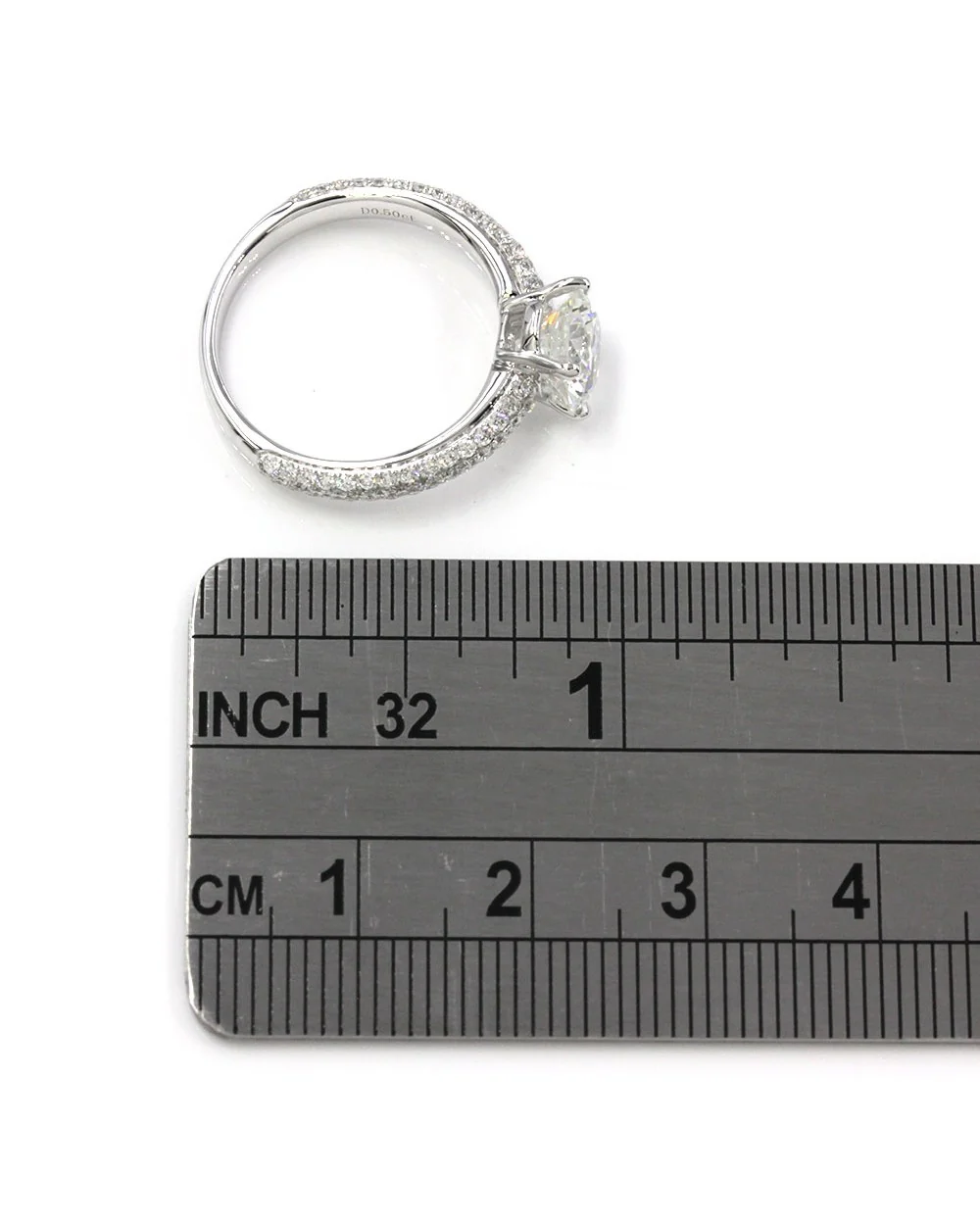 18KW GIA Certified Round Diamond Pave Solitaire Ring in 18KW - Image 3