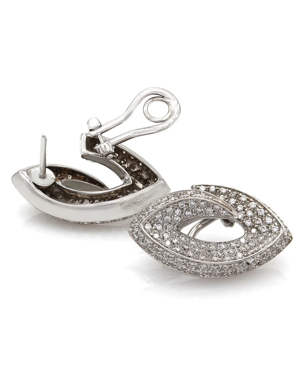 18kw Pave Diamond Marquise Style Earrings - Image 2