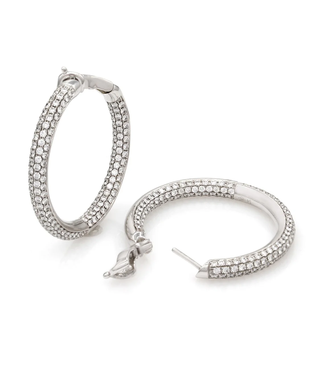 18kw Pave Style Inside-Out Diamond Hoop Earrings - Image 2