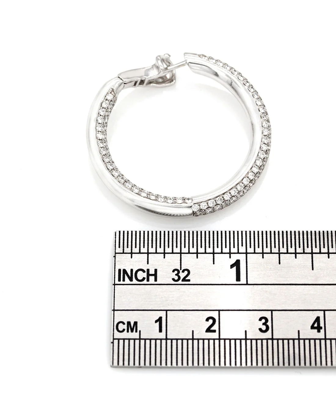 18kw Pave Style Inside-Out Diamond Hoop Earrings - Image 3