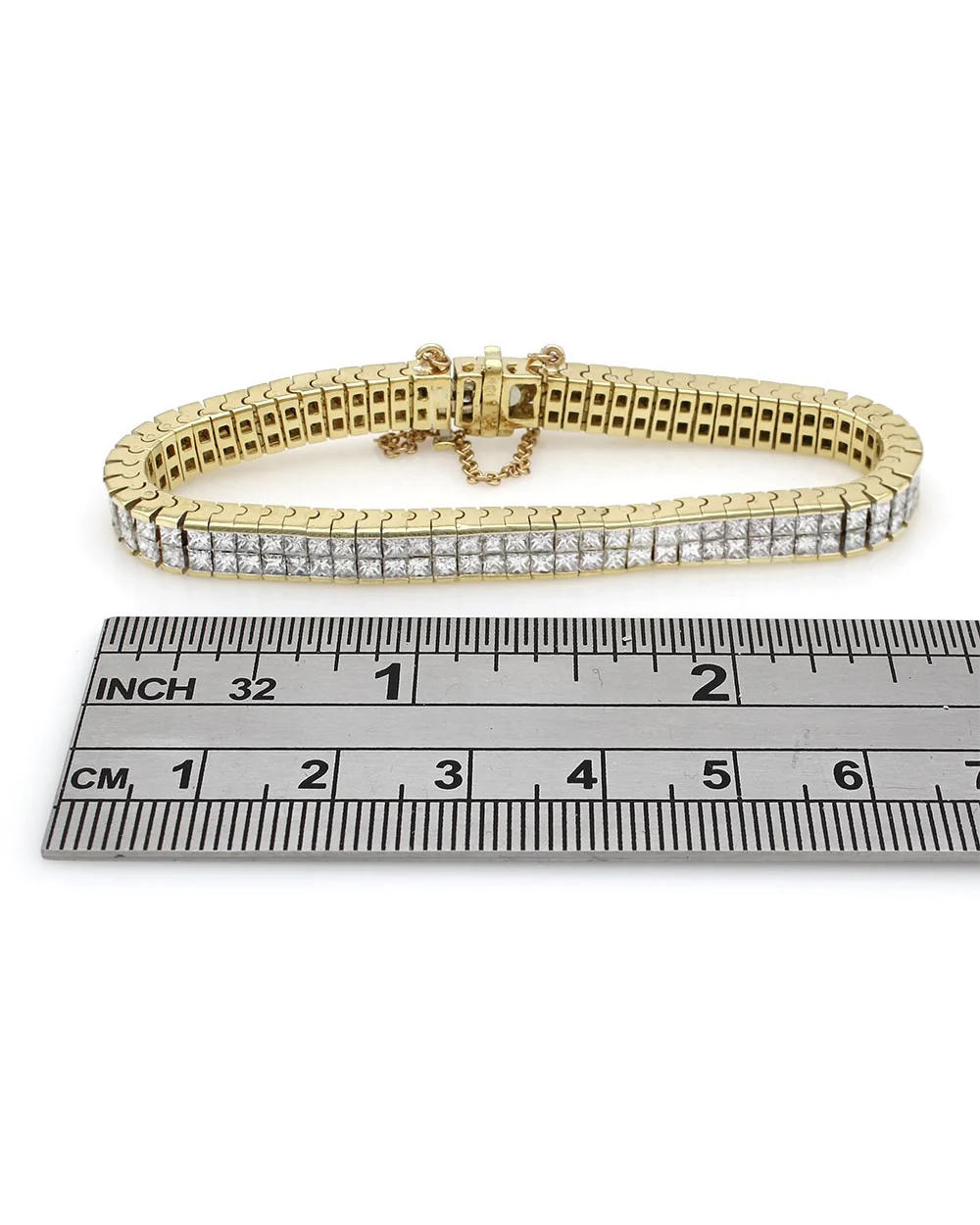 18ky 2 Row Princess Diamond Bracelet - Image 3