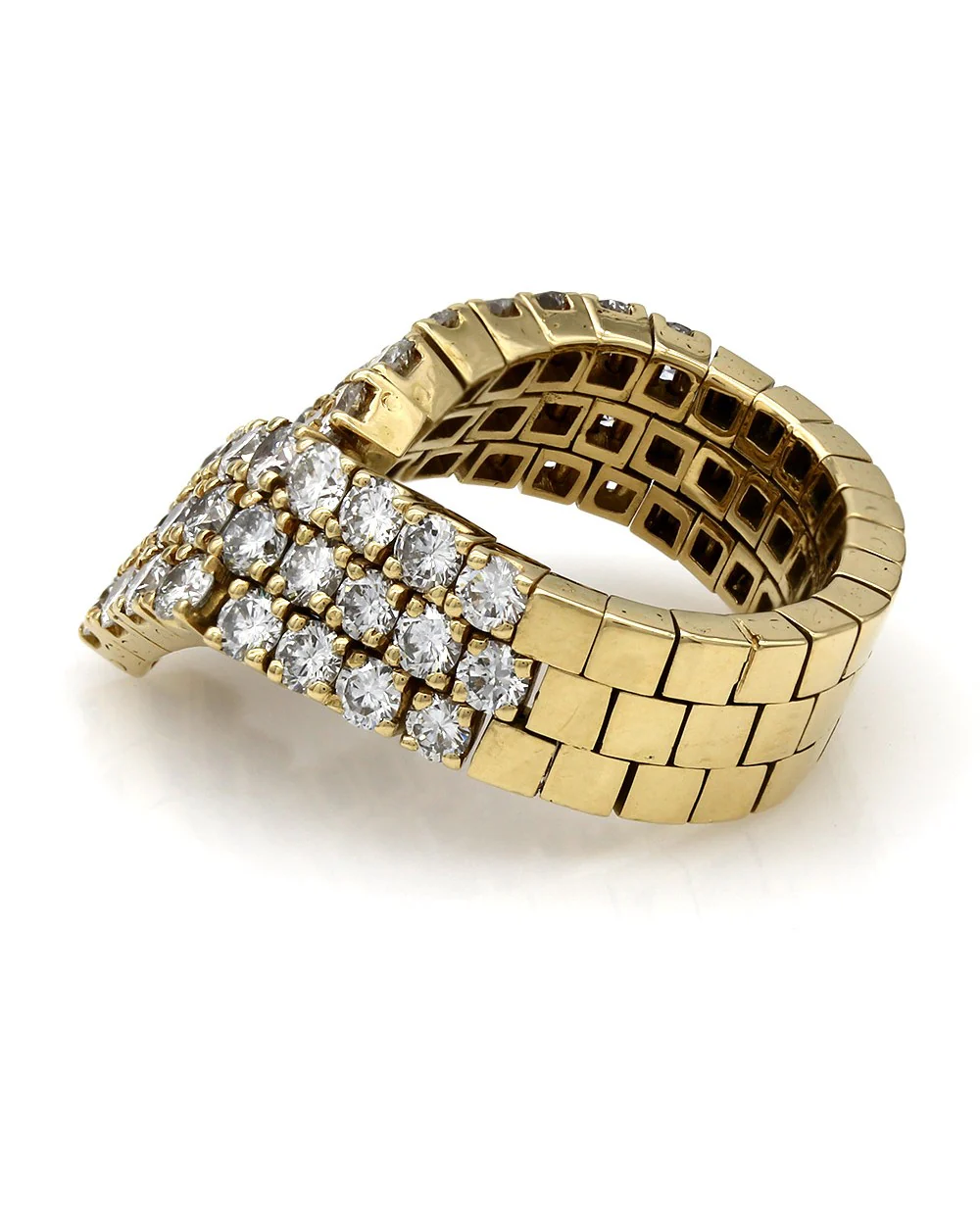 18KY 3 Row Diamond Bypass Ring - Image 2