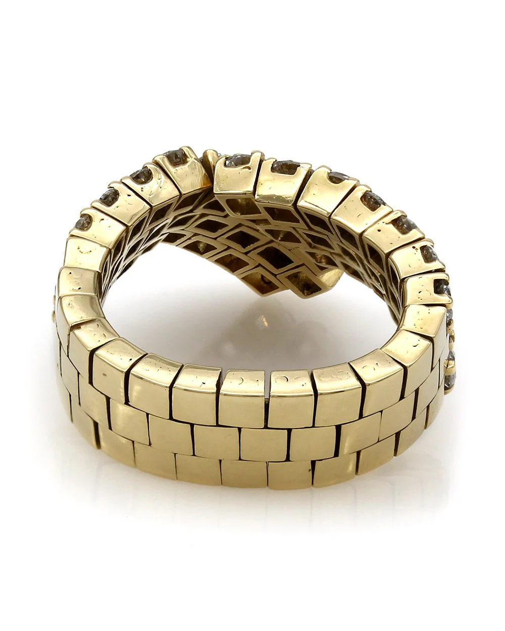 18KY 3 Row Diamond Bypass Ring - Image 3