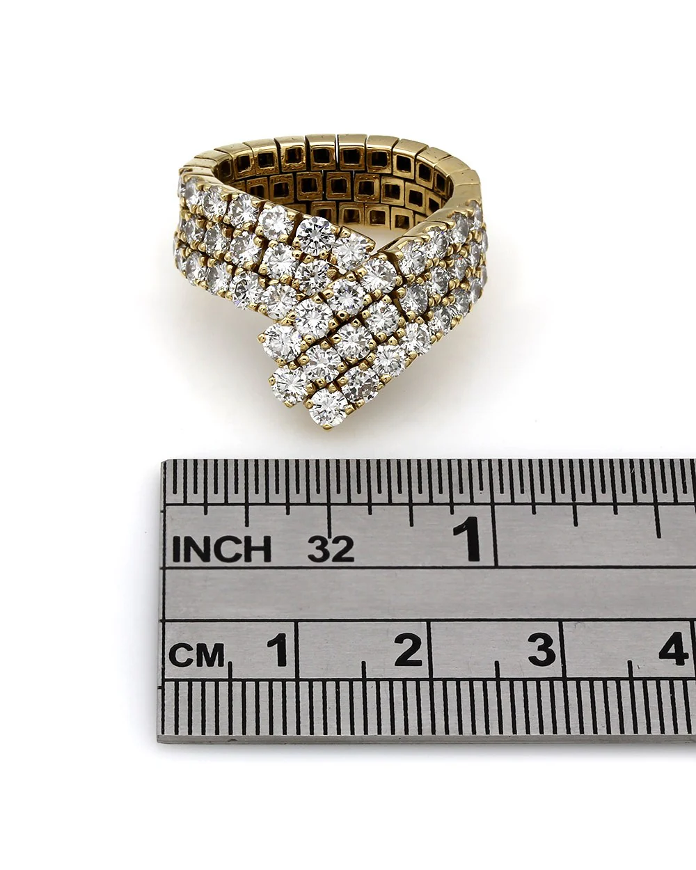 18KY 3 Row Diamond Bypass Ring - Image 4