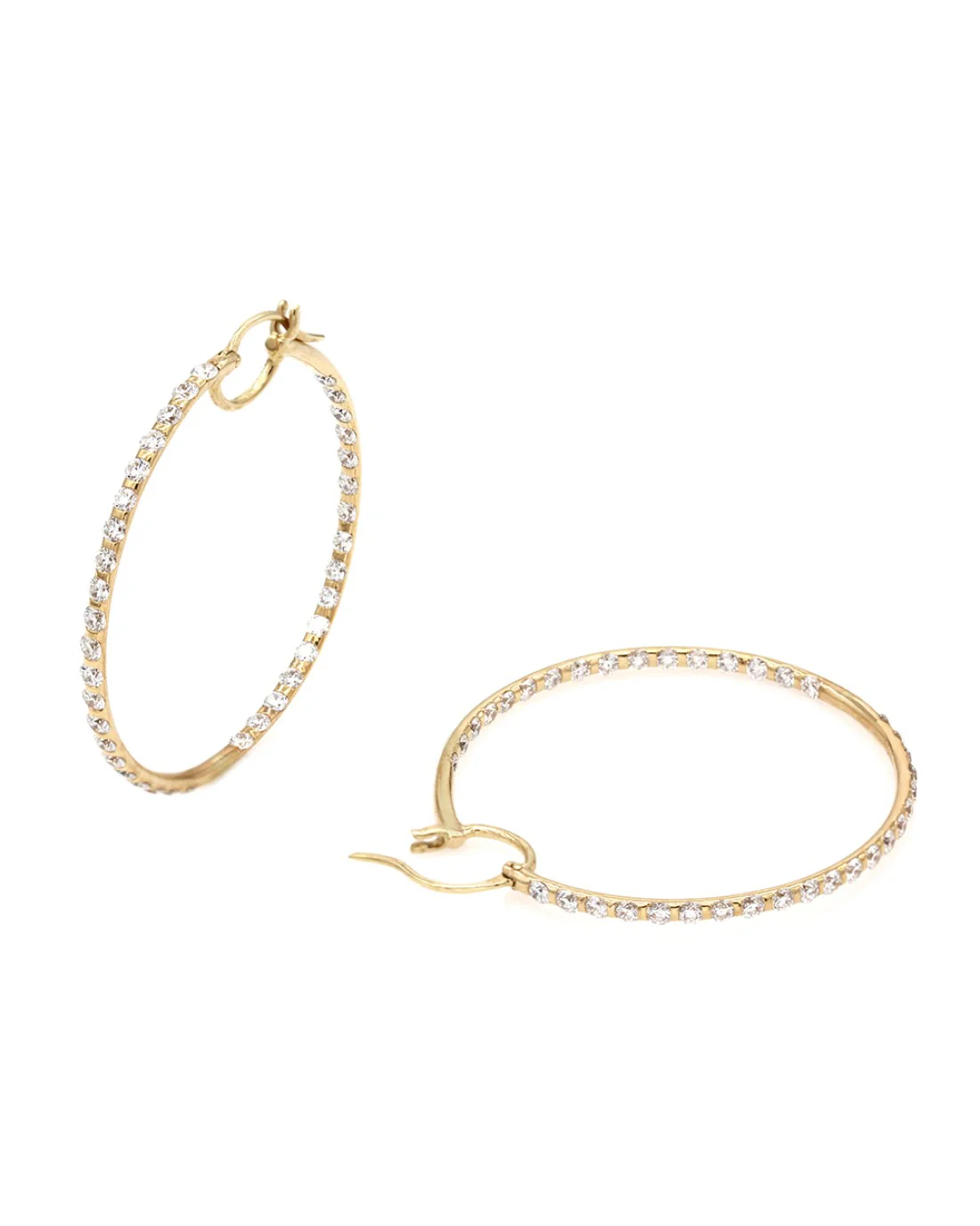 18ky Inside Outside Diamond Hoop Earrings - Image 2