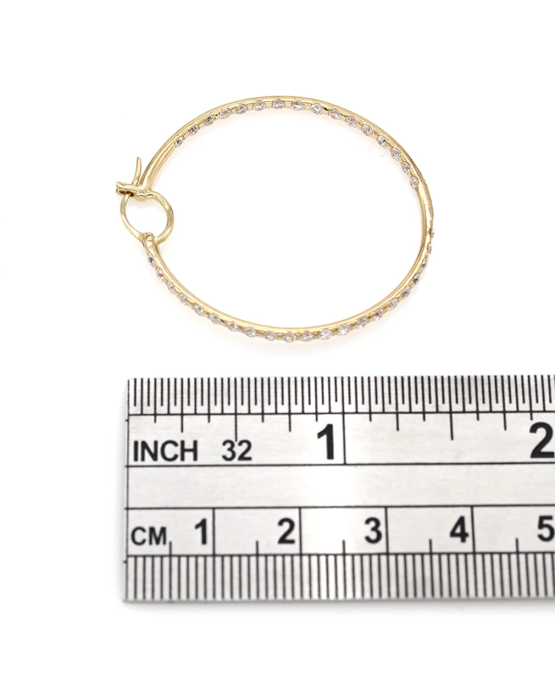 18ky Inside Outside Diamond Hoop Earrings - Image 3