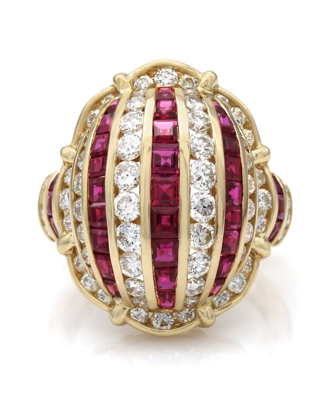 18KY Ruby and Diamond Dome Ring - Image 2