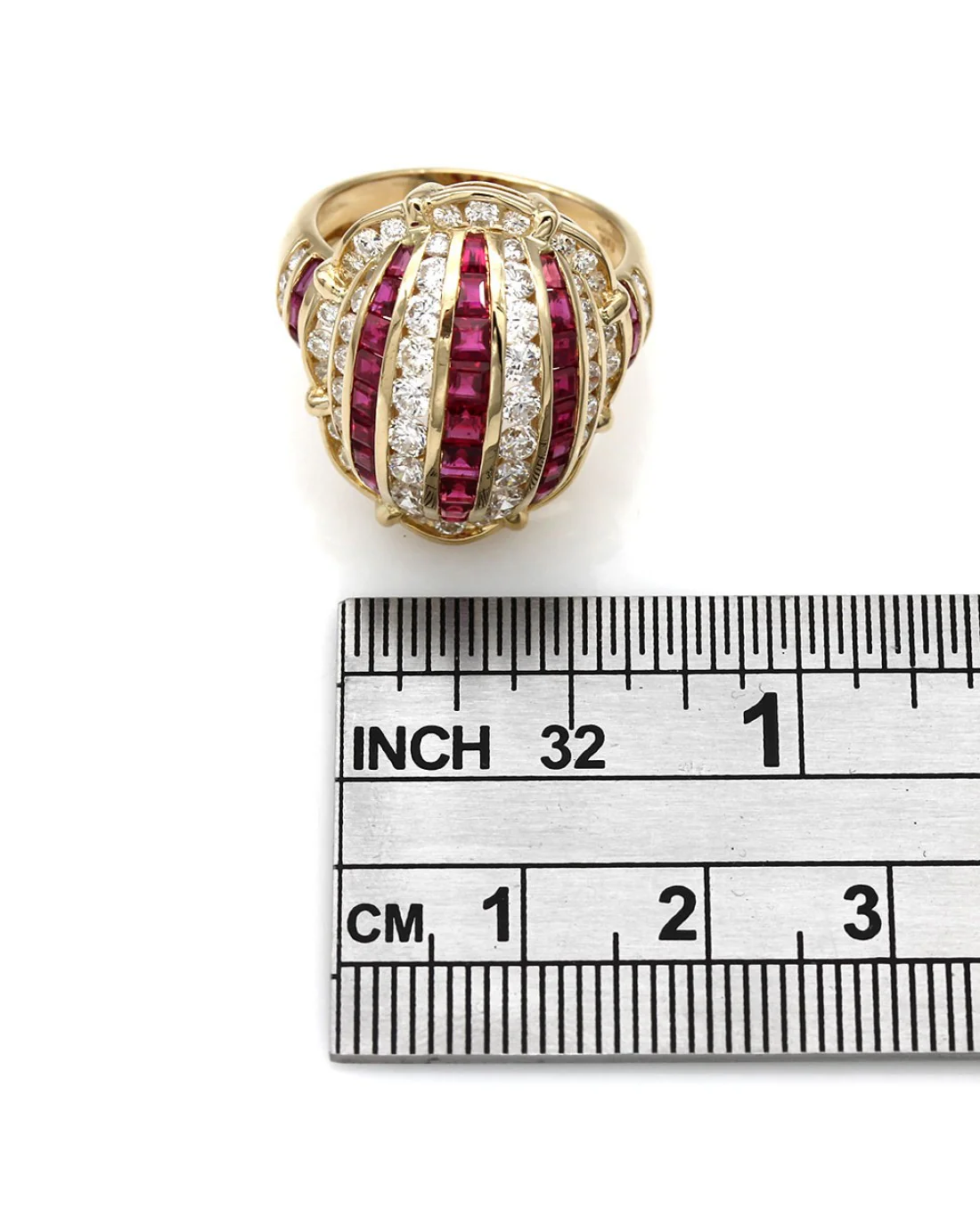 18KY Ruby and Diamond Dome Ring - Image 3