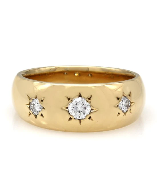 18KY Three Stone Diamond Sunburst Band - Image 2