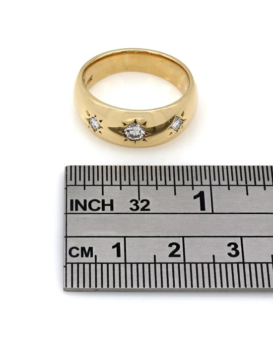 18KY Three Stone Diamond Sunburst Band - Image 4