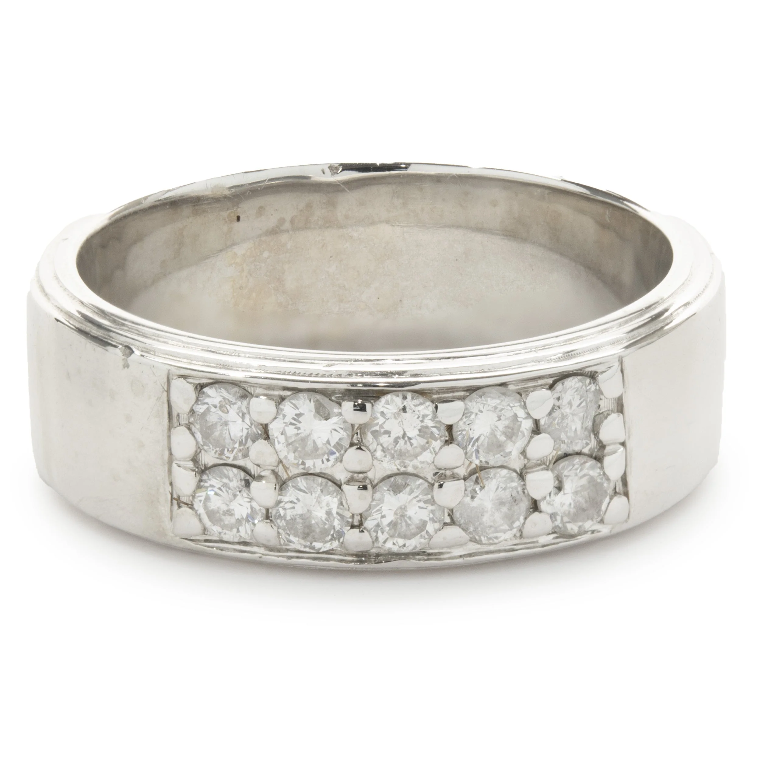 19 Karat White Gold Double Row Diamond Band