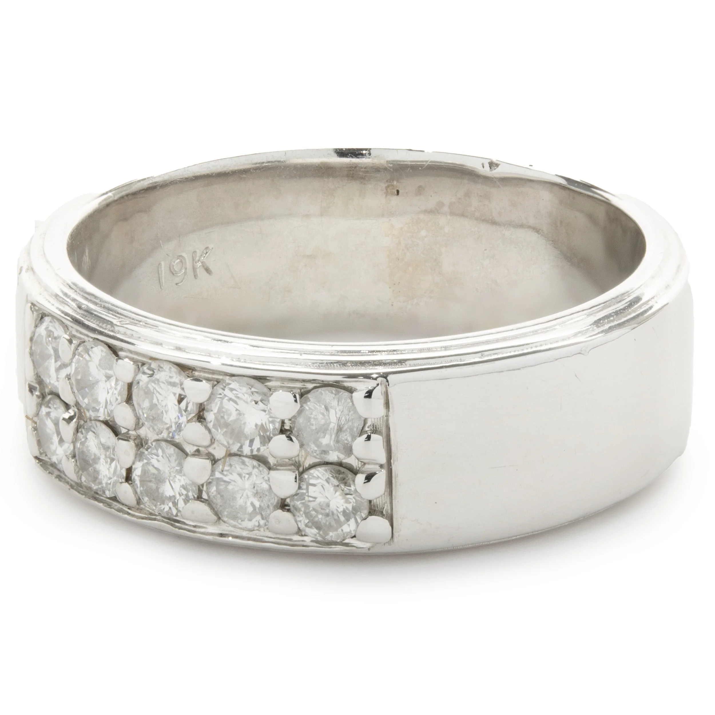 19 Karat White Gold Double Row Diamond Band - Image 2