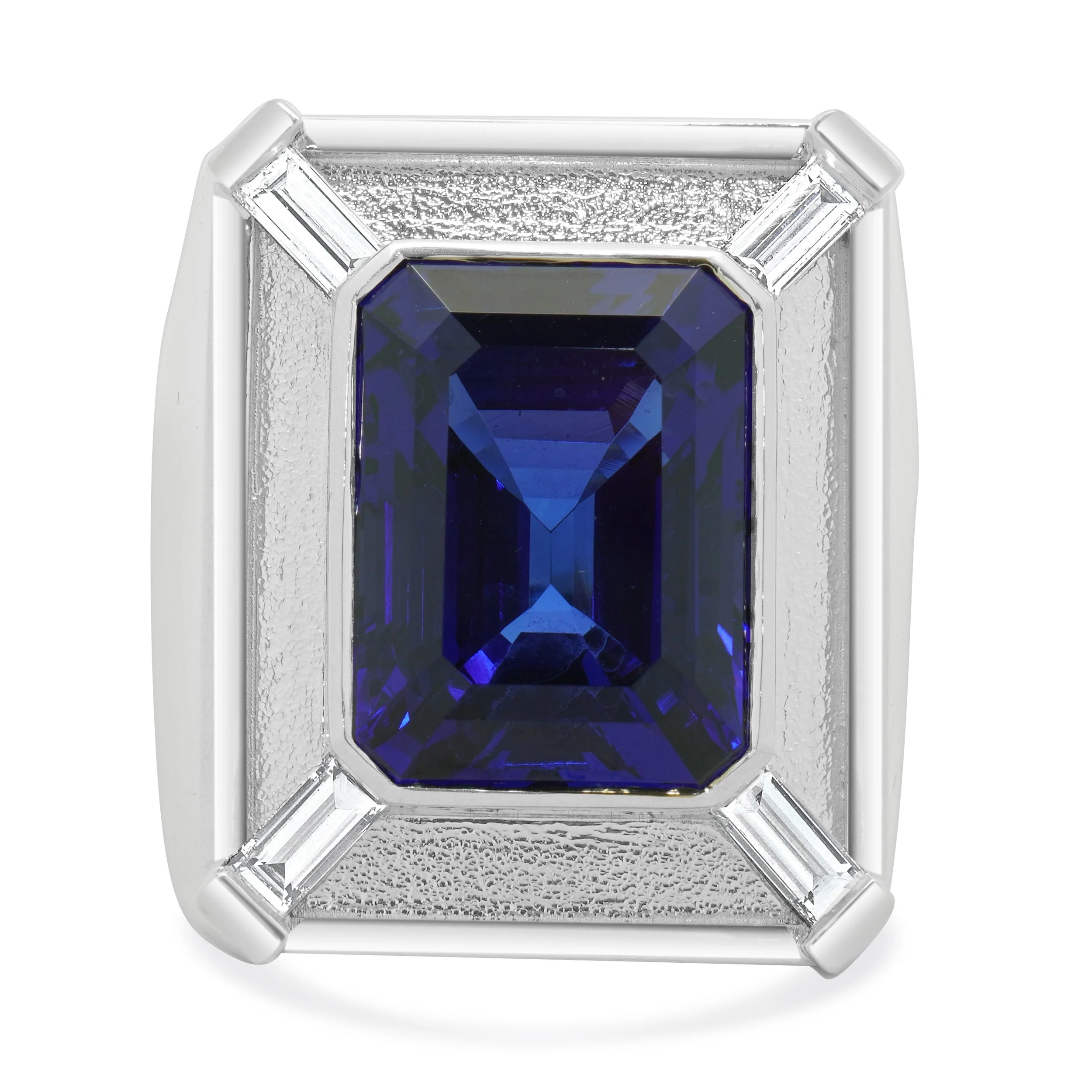 19 Karat White Gold Tanzanite and Diamond Ring