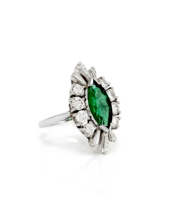2.03ct Emerald & 1.36ctw Diamond Halo Ring in Platinum