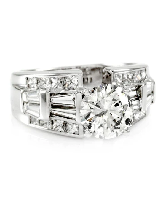2.06ct I1, G Round Brilliant Diamond Engagement Ring in 18K White Gold