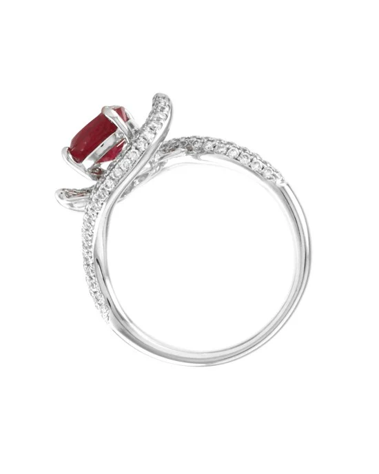 2.16ct GIA Certified Burmese Ruby & 1.20ctw Diamond Ring in 18K White Gold - Image 3