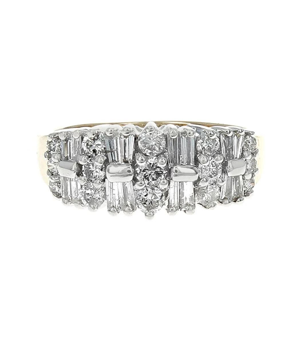 2 Row Alternating Round and Baguette Diamond Ring - Image 2