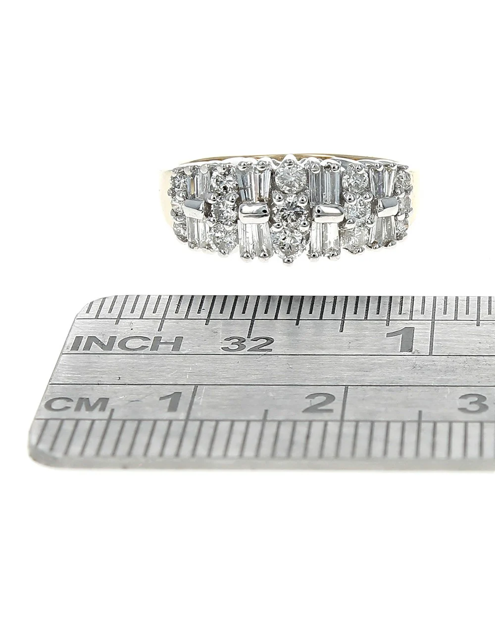 2 Row Alternating Round and Baguette Diamond Ring - Image 3