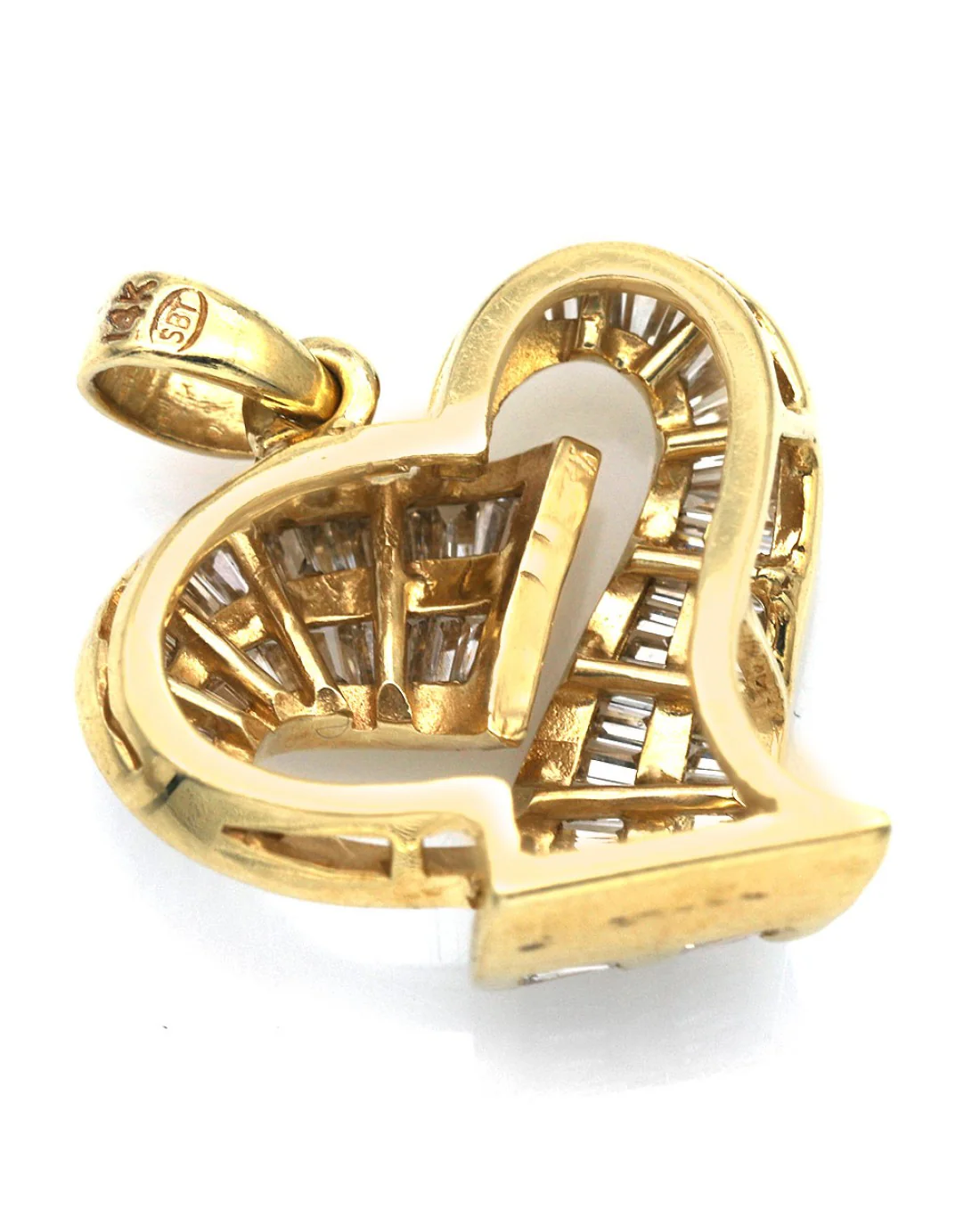 2 Row Baguette Diamond Heart Pendant - Image 2